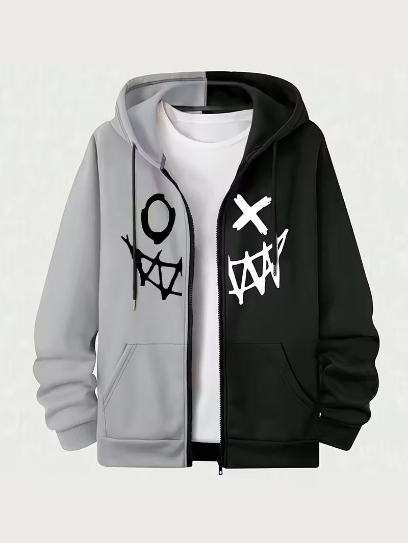 Men's zipper hooded pocket sweatshirt