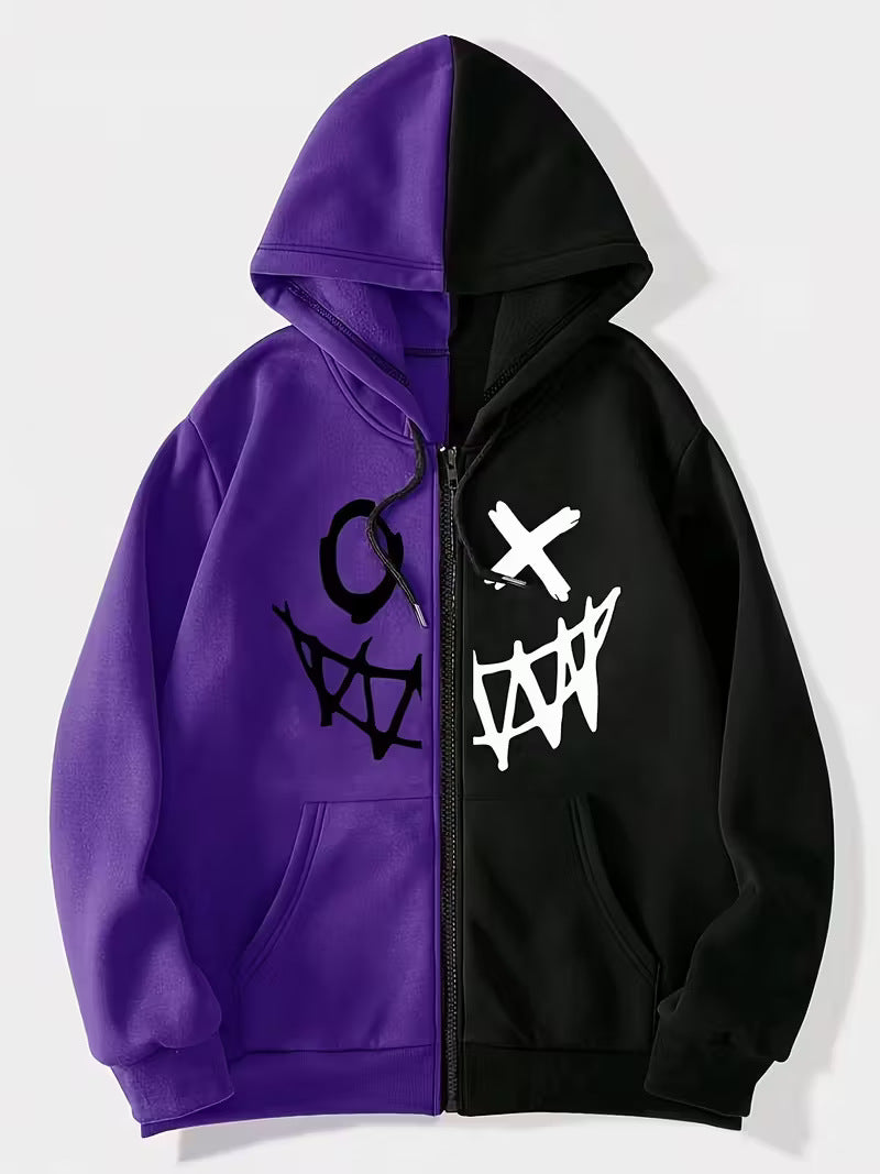 Men's zipper hooded pocket sweatshirt