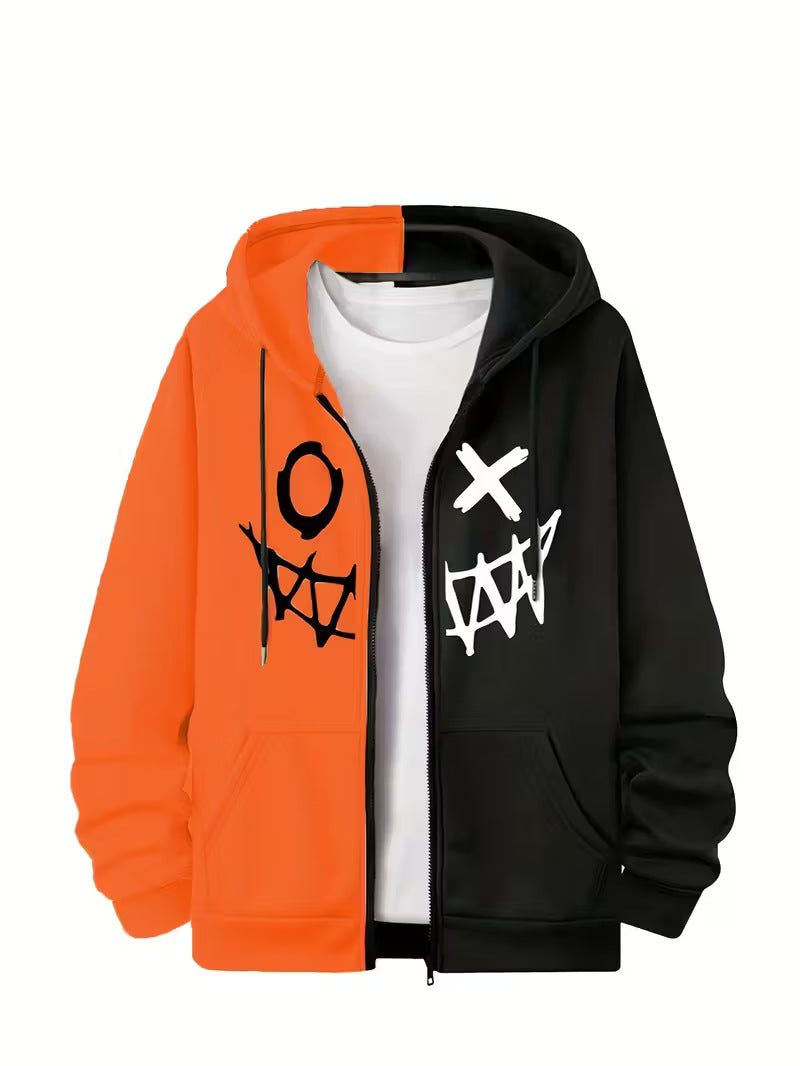 Men's zipper hooded pocket sweatshirt