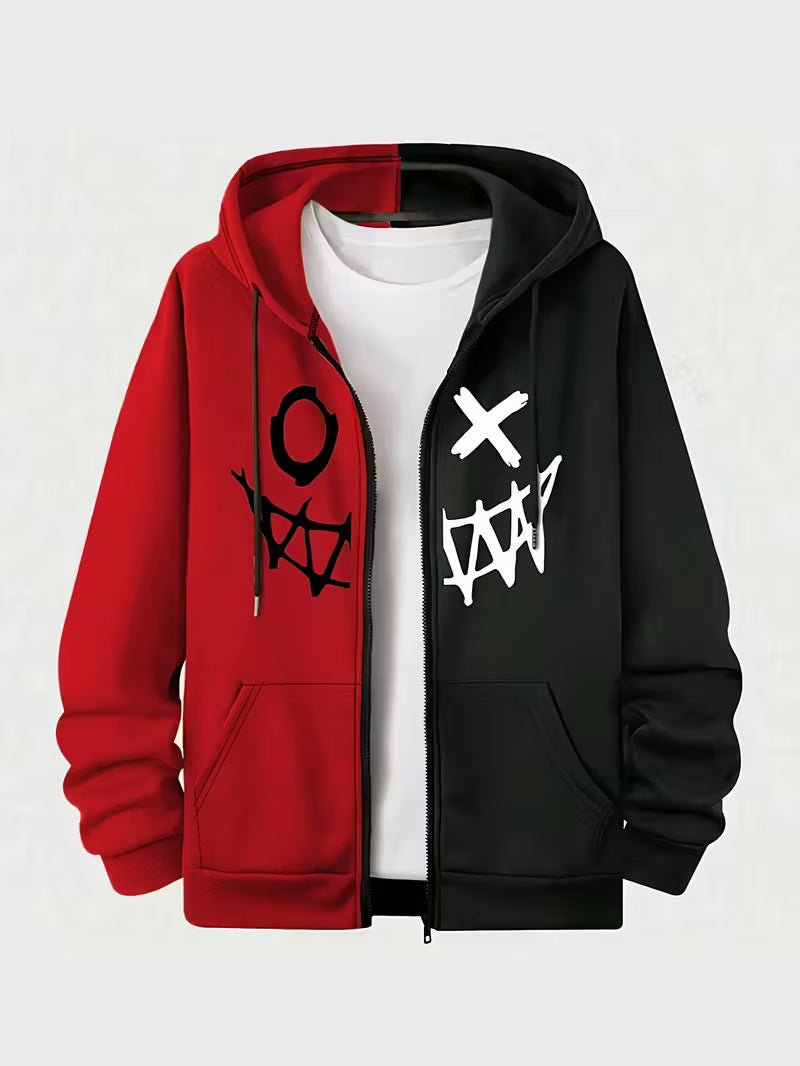 Men's zipper hooded pocket sweatshirt