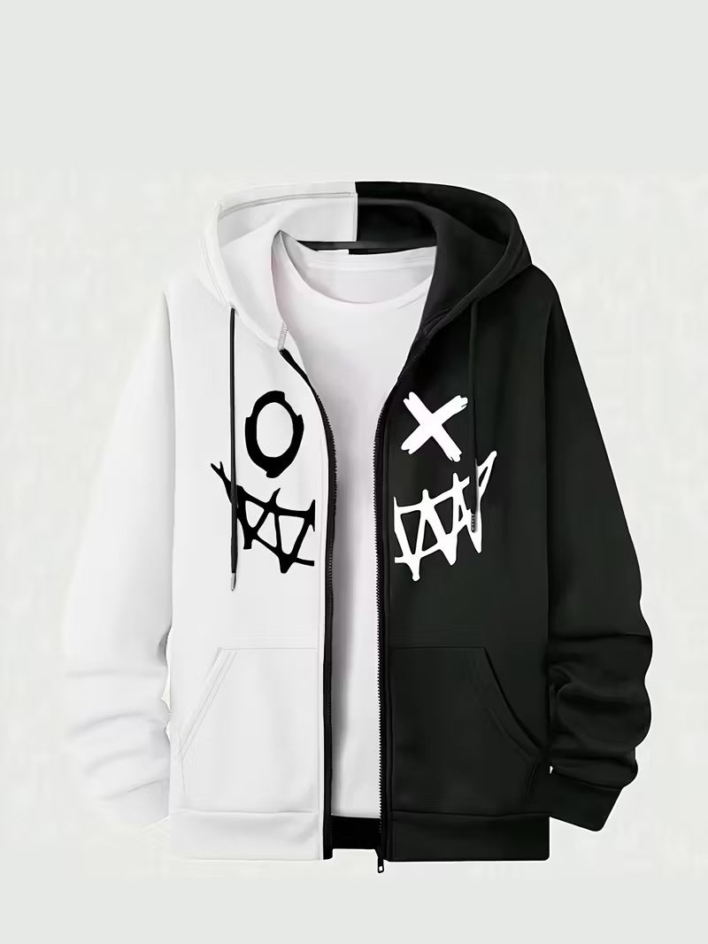 Men's zipper hooded pocket sweatshirt