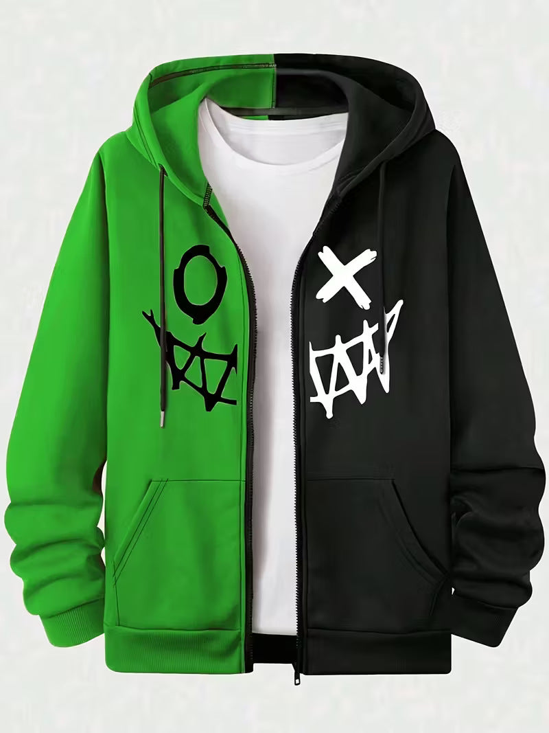 Men's zipper hooded pocket sweatshirt